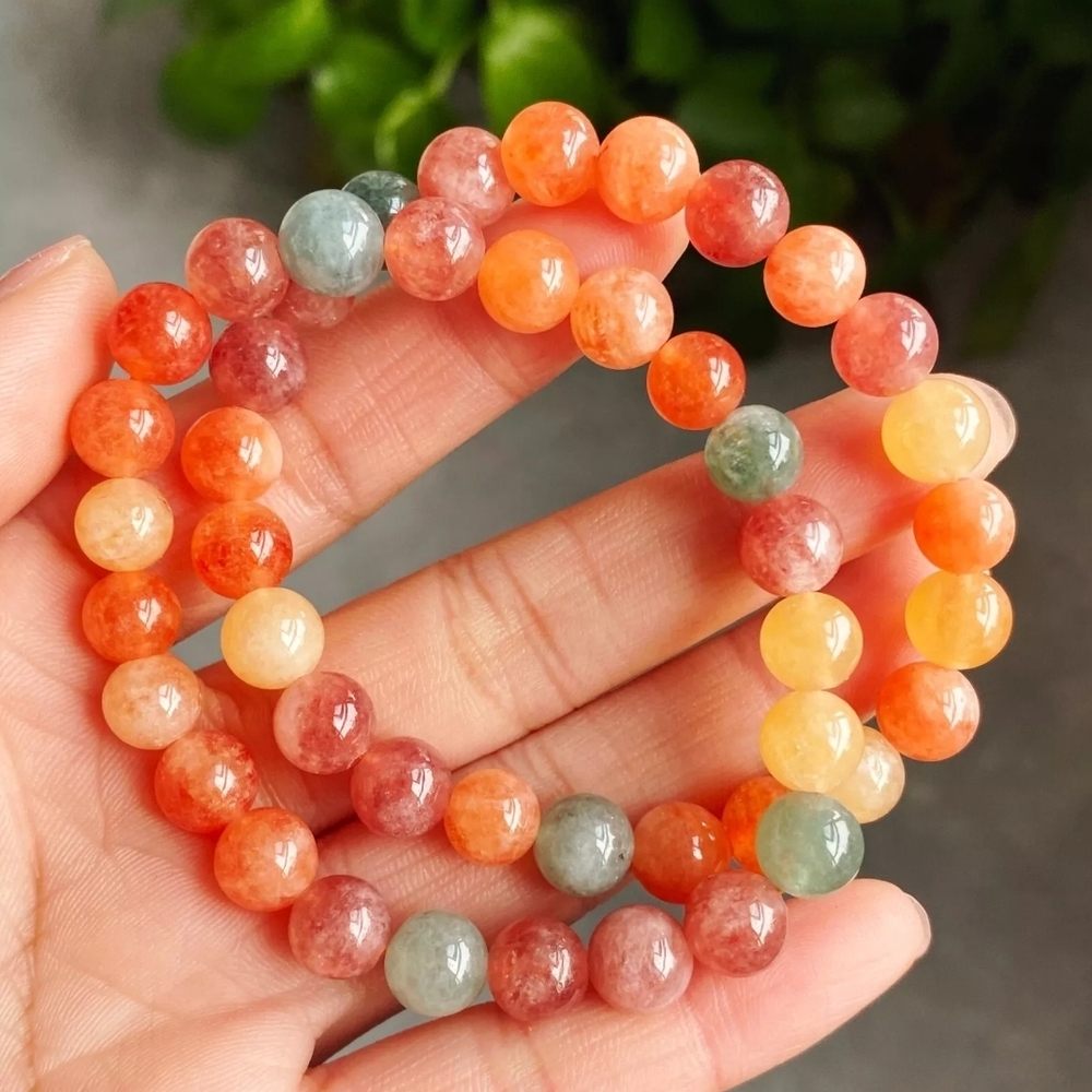 High Quality 8mm AAAA Graded Natural Arusha Sunstone Crystal Bead Bracelet Set
